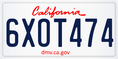 CA license plate 6XOT474