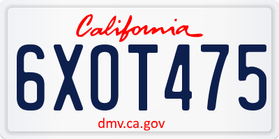CA license plate 6XOT475