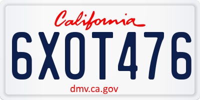CA license plate 6XOT476