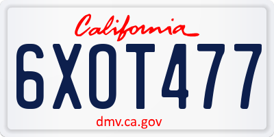 CA license plate 6XOT477