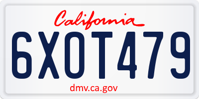 CA license plate 6XOT479