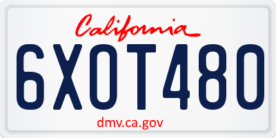 CA license plate 6XOT480
