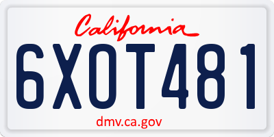 CA license plate 6XOT481