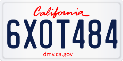 CA license plate 6XOT484