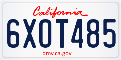 CA license plate 6XOT485