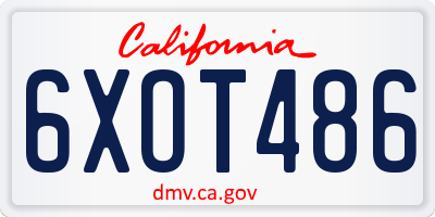CA license plate 6XOT486