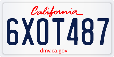 CA license plate 6XOT487