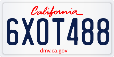 CA license plate 6XOT488