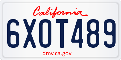 CA license plate 6XOT489