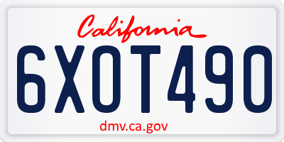 CA license plate 6XOT490