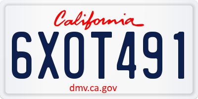 CA license plate 6XOT491