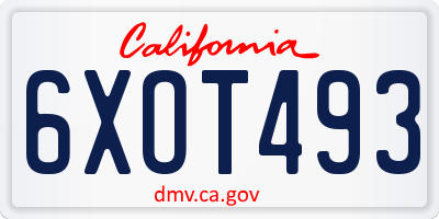 CA license plate 6XOT493