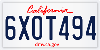 CA license plate 6XOT494