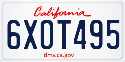 CA license plate 6XOT495
