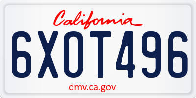 CA license plate 6XOT496