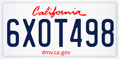 CA license plate 6XOT498
