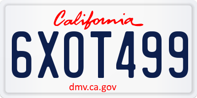 CA license plate 6XOT499