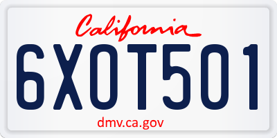 CA license plate 6XOT501