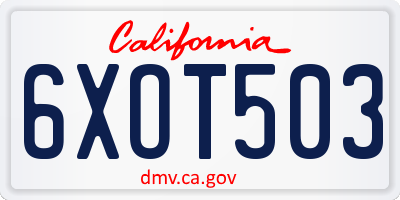CA license plate 6XOT503