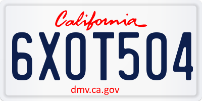 CA license plate 6XOT504