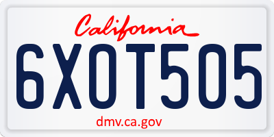 CA license plate 6XOT505