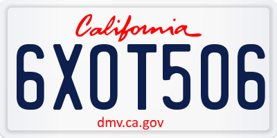 CA license plate 6XOT506