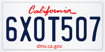 CA license plate 6XOT507