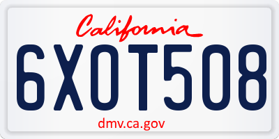 CA license plate 6XOT508