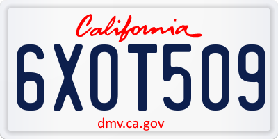 CA license plate 6XOT509