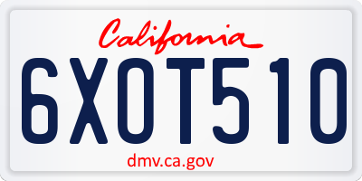 CA license plate 6XOT510