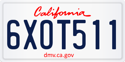 CA license plate 6XOT511