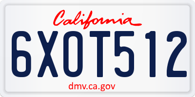 CA license plate 6XOT512