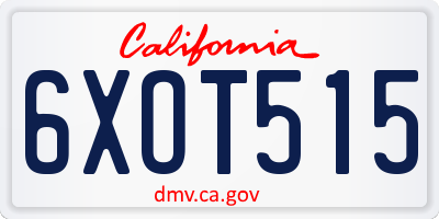 CA license plate 6XOT515