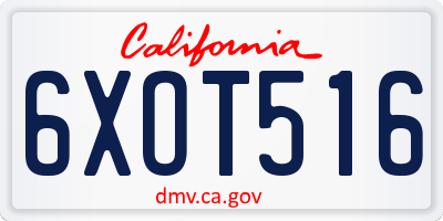 CA license plate 6XOT516