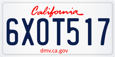 CA license plate 6XOT517