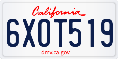 CA license plate 6XOT519