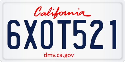 CA license plate 6XOT521