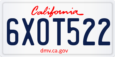 CA license plate 6XOT522