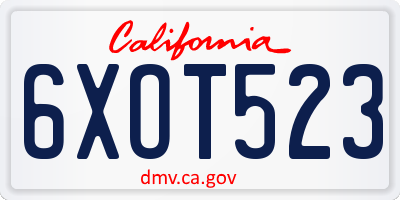CA license plate 6XOT523