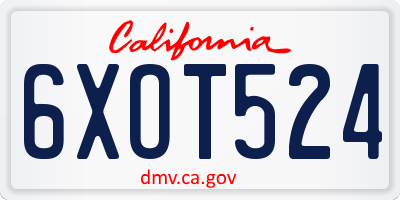 CA license plate 6XOT524