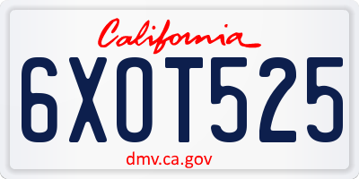 CA license plate 6XOT525