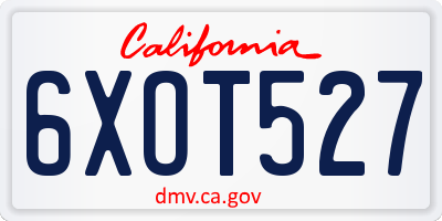 CA license plate 6XOT527