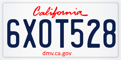 CA license plate 6XOT528