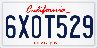 CA license plate 6XOT529