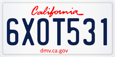 CA license plate 6XOT531