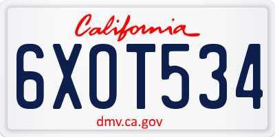 CA license plate 6XOT534