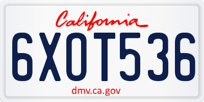 CA license plate 6XOT536