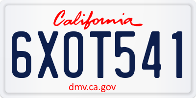CA license plate 6XOT541