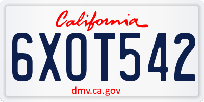 CA license plate 6XOT542