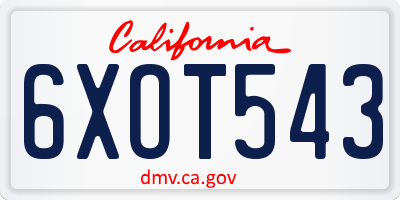 CA license plate 6XOT543